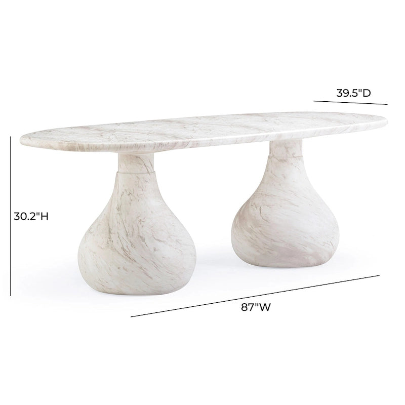 Smooch Concrete Indoor / Outdoor Pedestal 87 inch Oval Dining Table