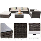 Costway 6PC Grey Rattan Patio Set