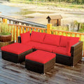 Costway 5PCS Patio Rattan Furniture Set Sectional Conversation Set - 5-Piece Sets