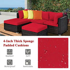 Costway 5PCS Patio Rattan Furniture Set Sectional Conversation Set - 5-Piece Sets