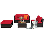 Costway 5PCS Patio Rattan Furniture Set Sectional Conversation Set - 5-Piece Sets