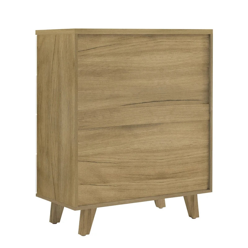 Modern White Storage Solid Wood Handle Drawer Side Cabinet