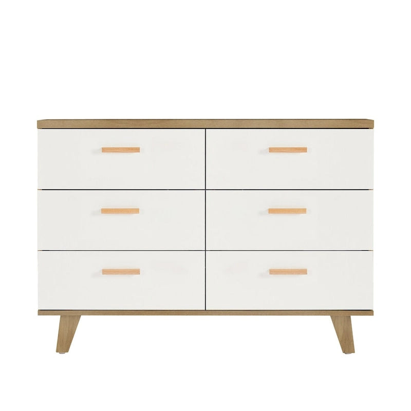 Modern White Storage Solid Wood Handle Drawer Side Cabinet