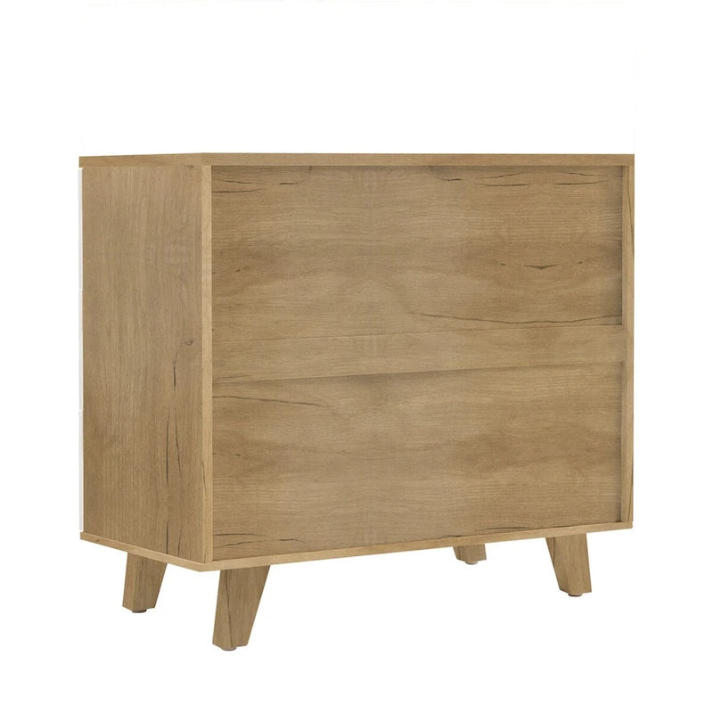 Modern White Storage Solid Wood Handle Drawer Side Cabinet