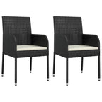 vidaXL Patio Chairs with Cushions 2 pcs Poly Rattan Black