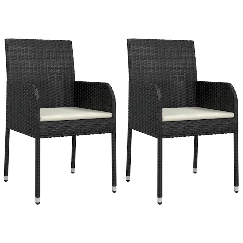 vidaXL Patio Chairs with Cushions 2 pcs Poly Rattan Black