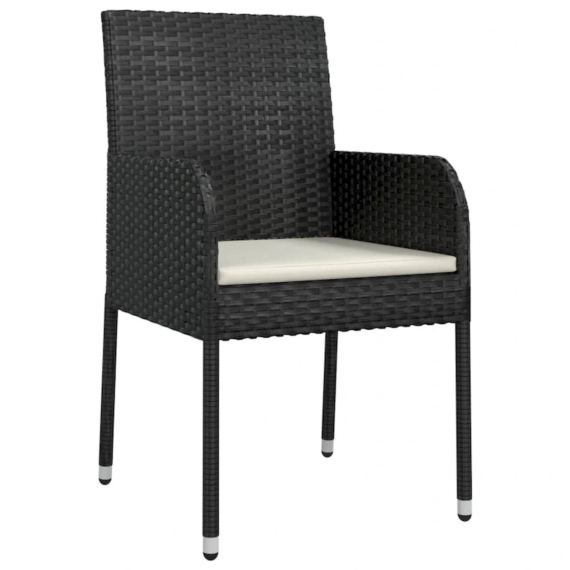 vidaXL Patio Chairs with Cushions 2 pcs Poly Rattan Black