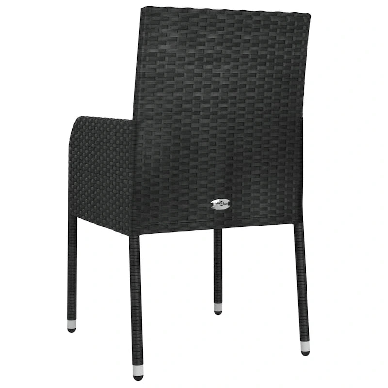 vidaXL Patio Chairs with Cushions 2 pcs Poly Rattan Black