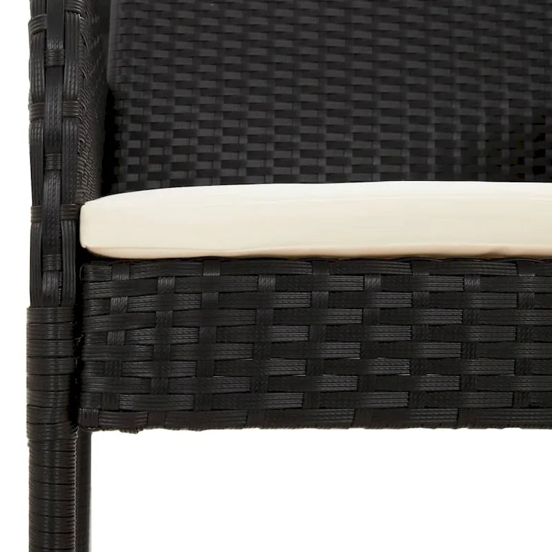 vidaXL Patio Chairs with Cushions 2 pcs Poly Rattan Black