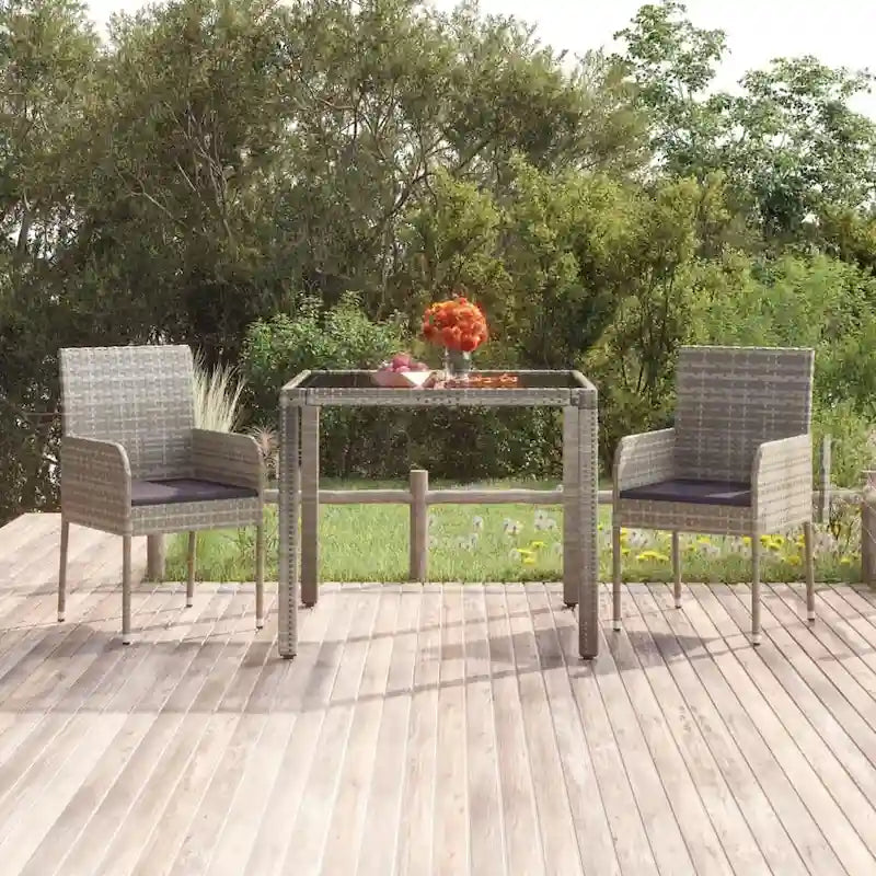 vidaXL Patio Chairs with Cushions 2 pcs Poly Rattan Black