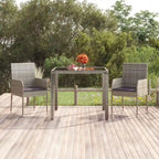 vidaXL Patio Chairs with Cushions 2 pcs Poly Rattan Black