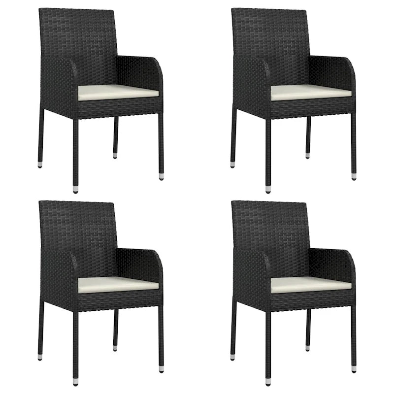 vidaXL Patio Chairs with Cushions 2 pcs Poly Rattan Black