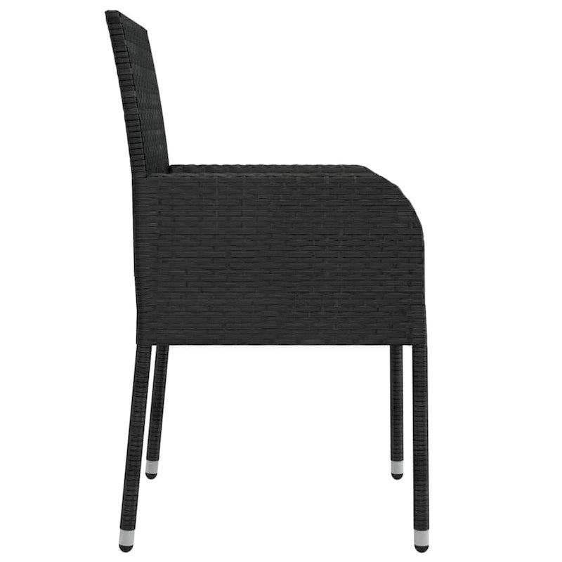vidaXL Patio Chairs with Cushions 2 pcs Poly Rattan Black