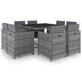 vidaXL Patio Dining Set 9 Piece Outdoor Table and Chair Poly Rattan Furniture - 42.9  x 42.9  x 29.1