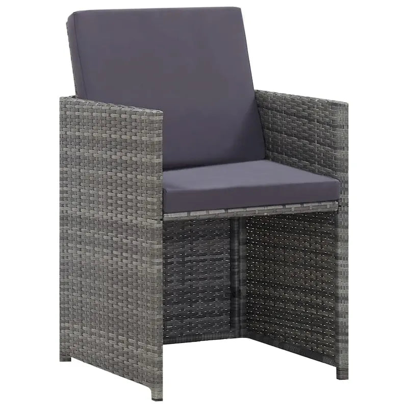 vidaXL Patio Dining Set 9 Piece Outdoor Table and Chair Poly Rattan Furniture - 42.9  x 42.9  x 29.1