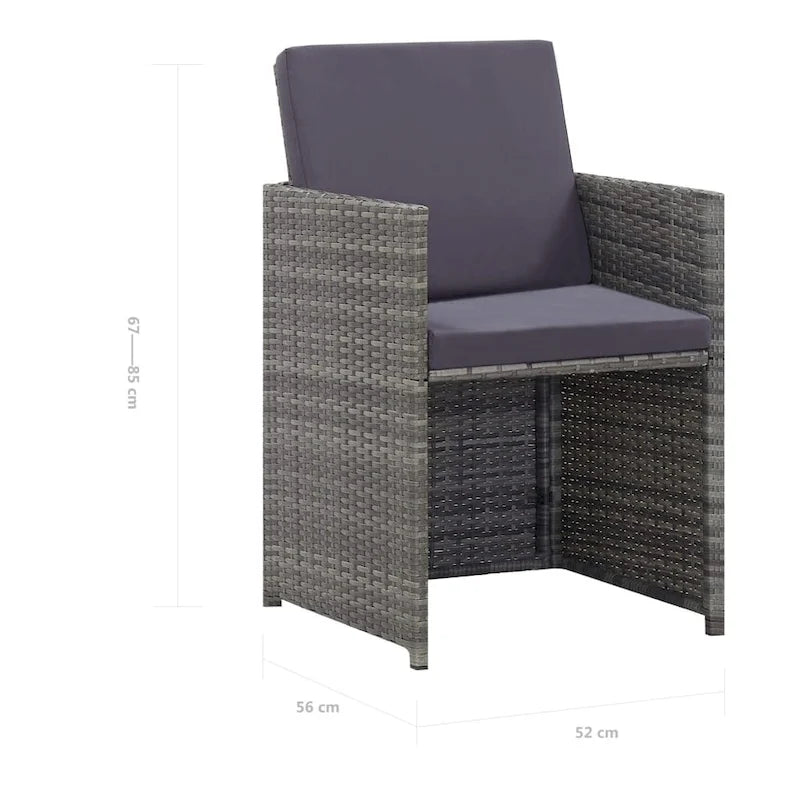 vidaXL Patio Dining Set 9 Piece Outdoor Table and Chair Poly Rattan Furniture - 42.9  x 42.9  x 29.1