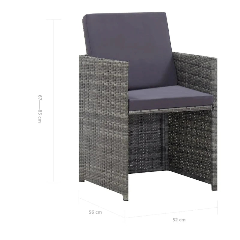 vidaXL Patio Dining Set 9 Piece Outdoor Table and Chair Poly Rattan Furniture - 42.9  x 42.9  x 29.1
