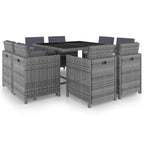 vidaXL Patio Dining Set 9 Piece Outdoor Table and Chair Poly Rattan Furniture - 42.9  x 42.9  x 29.1