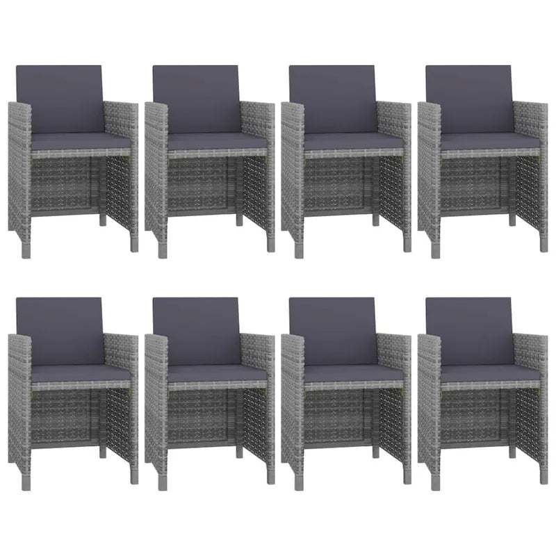 vidaXL Patio Dining Set 9 Piece Outdoor Table and Chair Poly Rattan Furniture - 42.9  x 42.9  x 29.1