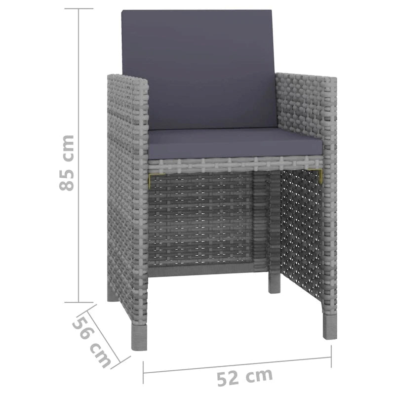 vidaXL Patio Dining Set 9 Piece Outdoor Table and Chair Poly Rattan Furniture - 42.9  x 42.9  x 29.1