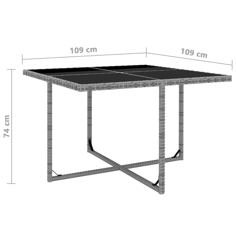 vidaXL Patio Dining Set 9 Piece Outdoor Table and Chair Poly Rattan Furniture - 42.9  x 42.9  x 29.1