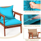 Costway 4PCS Patio Rattan Furniture Set Acacia Wood Frame Cushioned - See Details