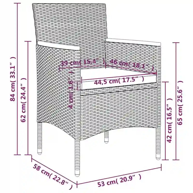 vidaXL Patio Dining Set Outdoor Dining Set Table and Chair Set for Garden
