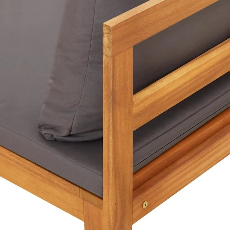 vidaXL Patio Sun Lounger with Cushions Modular Sofa Tea Table Solid Acacia Wood
