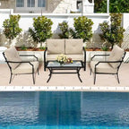 4 PCS Patio Furniture Set Cushion Sofa Loveseat Sectional Garden Deck - 54  x 33  x 34