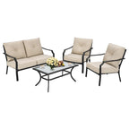 4 PCS Patio Furniture Set Cushion Sofa Loveseat Sectional Garden Deck - 54  x 33  x 34