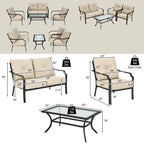 4 PCS Patio Furniture Set Cushion Sofa Loveseat Sectional Garden Deck - 54  x 33  x 34
