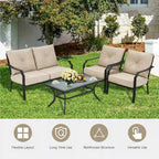 4 PCS Patio Furniture Set Cushion Sofa Loveseat Sectional Garden Deck - 54  x 33  x 34