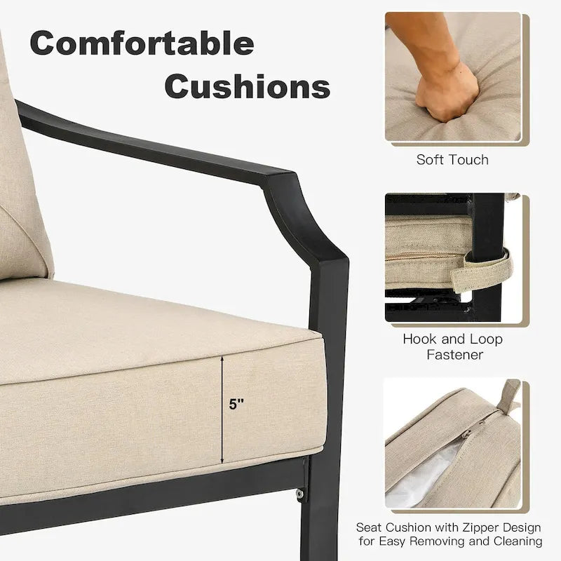 4 PCS Patio Furniture Set Cushion Sofa Loveseat Sectional Garden Deck - 54  x 33  x 34