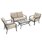 4 PCS Patio Furniture Set Cushion Sofa Loveseat Sectional Garden Deck - 54  x 33  x 34