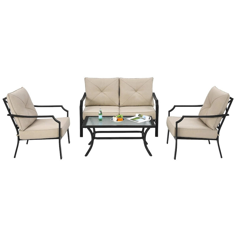 4 PCS Patio Furniture Set Cushion Sofa Loveseat Sectional Garden Deck - 54  x 33  x 34