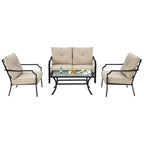 4 PCS Patio Furniture Set Cushion Sofa Loveseat Sectional Garden Deck - 54  x 33  x 34