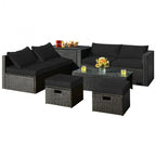 8 Pieces Patio Rattan Storage Table Furniture Set - 25  x 25  x 4  (L x W x D)