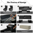 8 Pieces Patio Rattan Storage Table Furniture Set - 25  x 25  x 4  (L x W x D)
