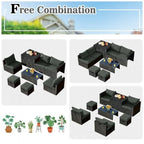 8 Pieces Patio Rattan Storage Table Furniture Set - 25  x 25  x 4  (L x W x D)