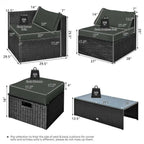 8 Pieces Patio Rattan Storage Table Furniture Set - 25  x 25  x 4  (L x W x D)