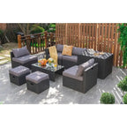 8 Pieces Patio Rattan Storage Table Furniture Set - 25  x 25  x 4  (L x W x D)