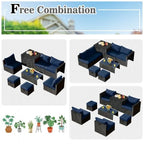 8 Pieces Patio Rattan Storage Table Furniture Set - 25  x 25  x 4  (L x W x D)