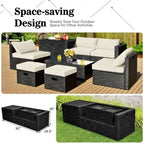8 Pieces Patio Rattan Storage Table Furniture Set - 25  x 25  x 4  (L x W x D)