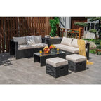8 Pieces Patio Rattan Storage Table Furniture Set - 25  x 25  x 4  (L x W x D)
