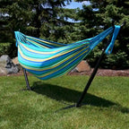 Sunnydaze Cotton Double Brazilian Hammock & Stand Combo - Choose Options