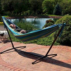 Sunnydaze Cotton Double Brazilian Hammock & Stand Combo - Choose Options