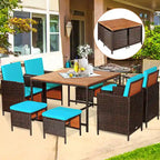 Gymax 9PCS Rattan Wicker Dining Set Patio Outdoor Furniture Set w/ - See Details
