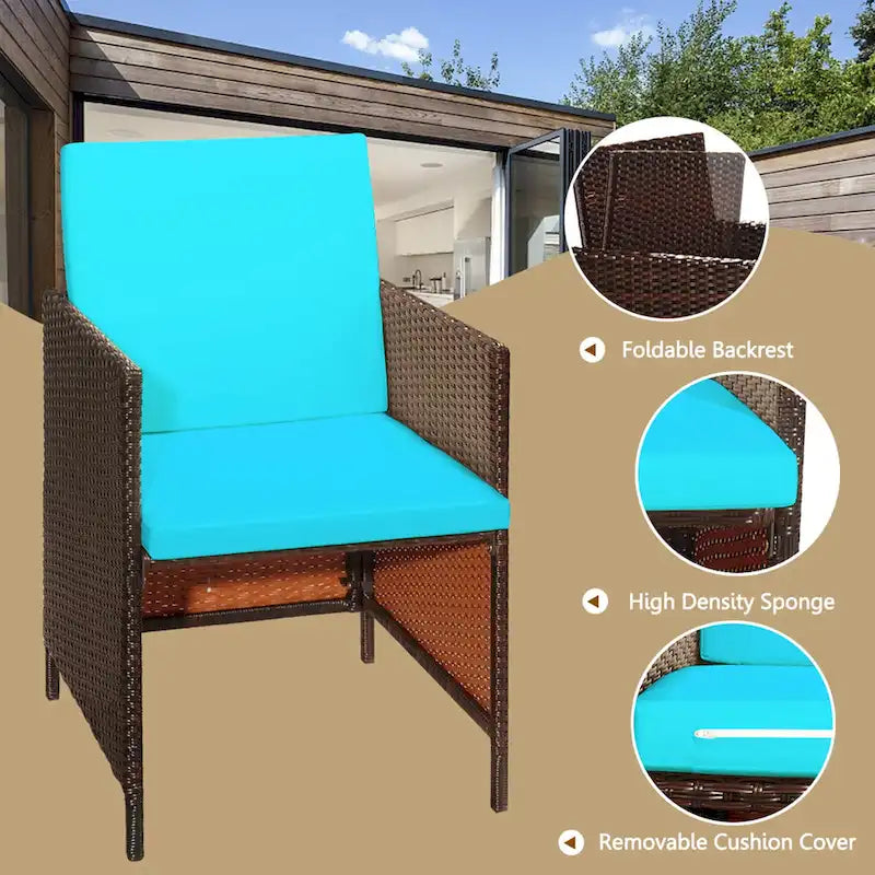 Gymax 9PCS Rattan Wicker Dining Set Patio Outdoor Furniture Set w/ - See Details