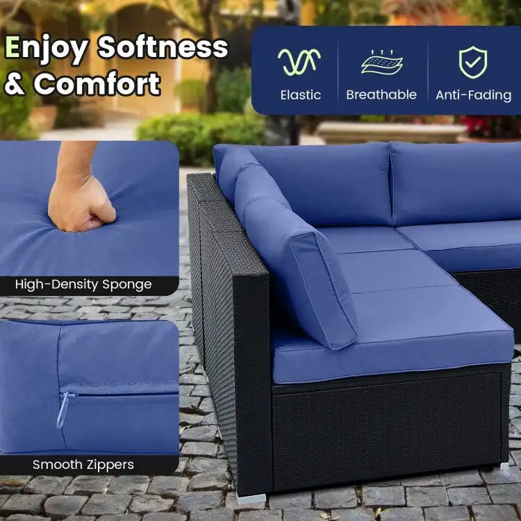 10 Piece Outdoor Wicker Conversation Set with Seat and Back Cushions - 29  x 25  x 25