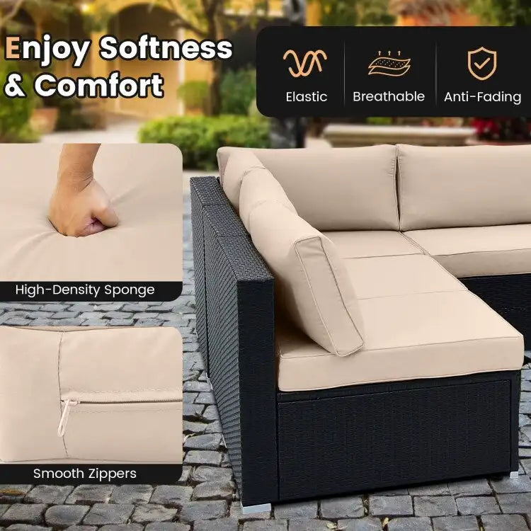 10 Piece Outdoor Wicker Conversation Set with Seat and Back Cushions - 29  x 25  x 25